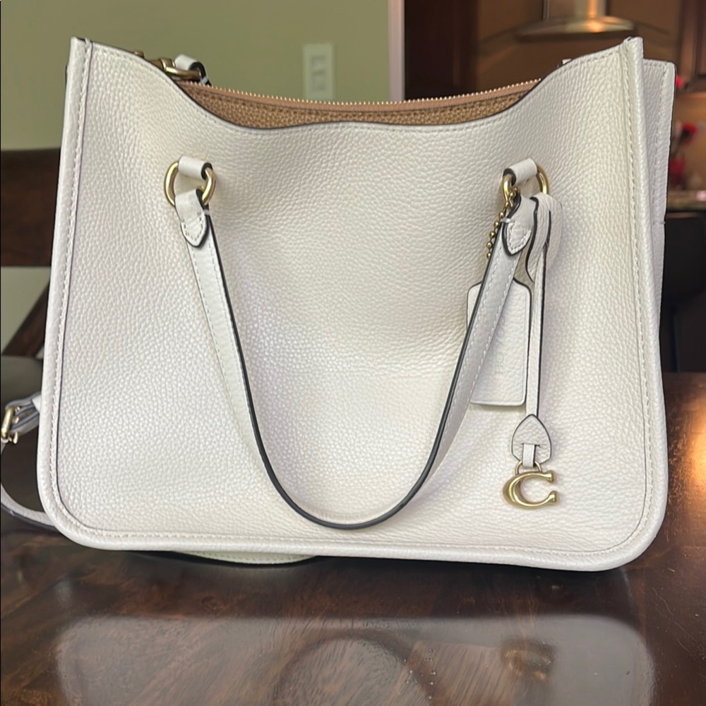 Coach White Satchel with Silver Hardware